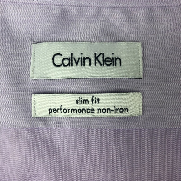 Calvin Klein CK Men's Shirt Slim Fit Non-Iron Long Sleeve Purple 16-23/24 Cotton - Picture 11 of 15